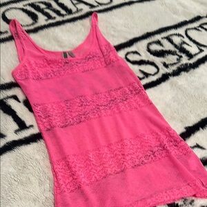 Pink Lace Tank Top